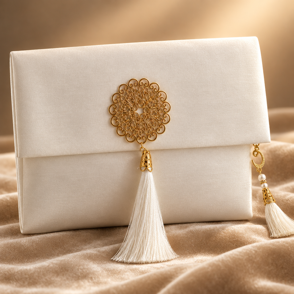Coffret de prière musulman avec tapis, Tesbih et sac